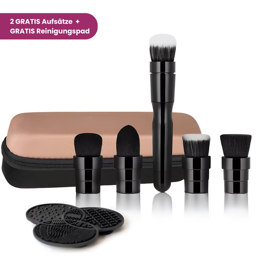 GlowSpin Beauty Pro Set: Elektrische Make-up Brush mit 3 Profi-Aufsätzen + 2 Gratis & Reinigungsmatte